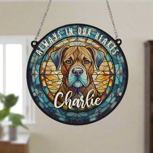 Boxer Brindle Memorial Stained Glass Effect Suncatcher